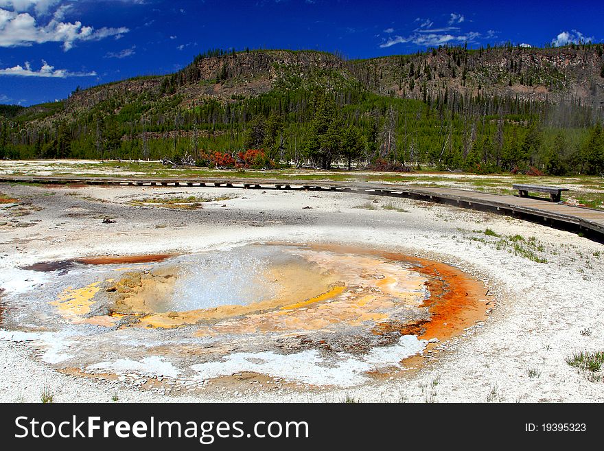 Biscuit Basin Spring Scenic Area in South Yellowstone National Park.