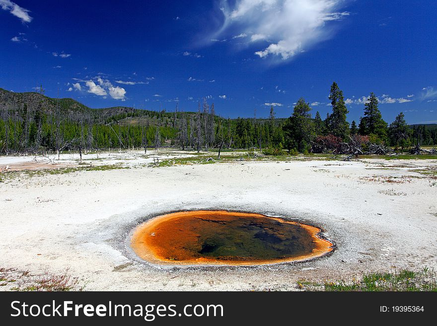 Biscuit Basin Spring Scenic Area in South Yellowstone National Park.