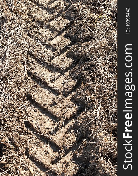 Industrial tractor footprint on agricultural field