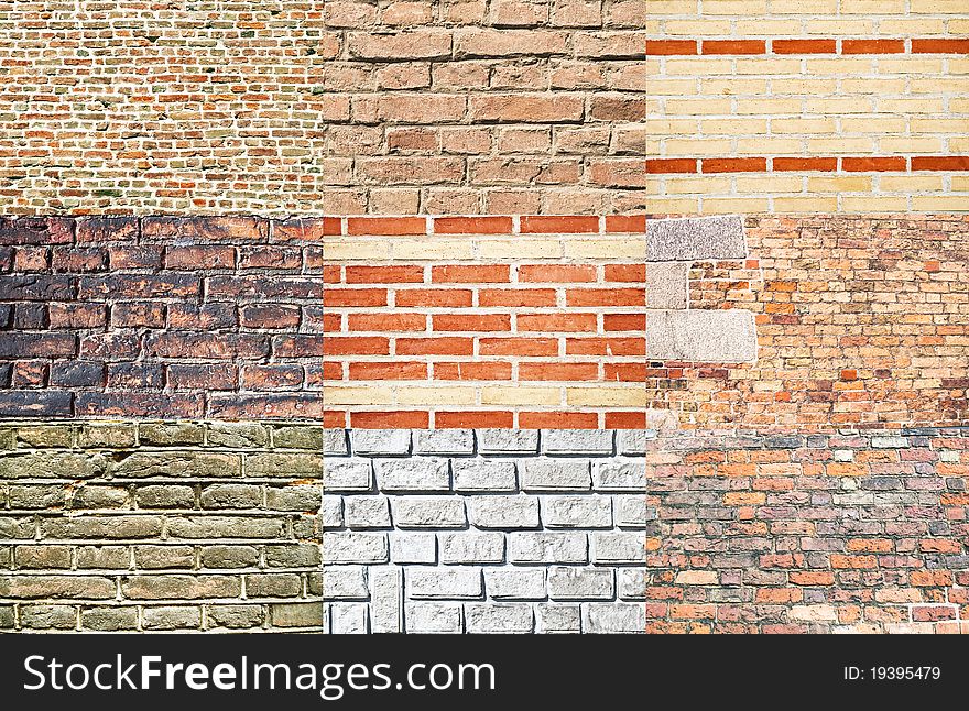 Various types of brick walls. Various types of brick walls