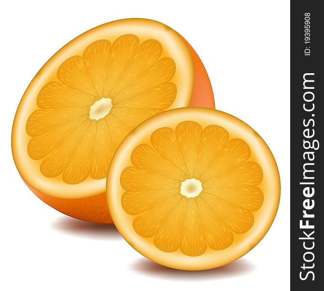 Illustration of orange slice on white background