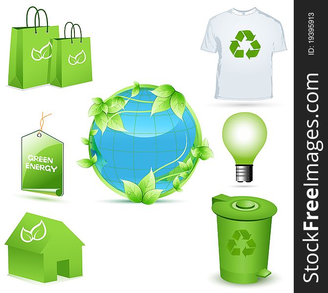 Illustration of recycle icons on white background