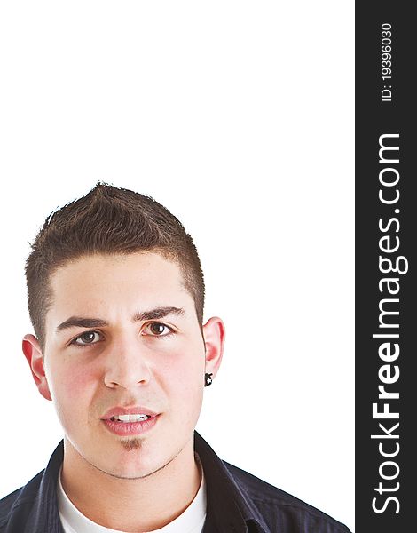 Young man with goatie isolated over white background. Young man with goatie isolated over white background.