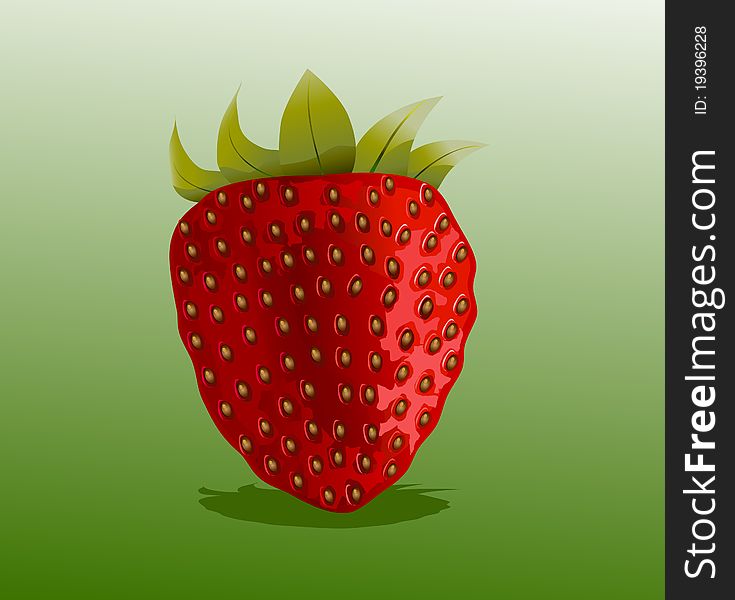 Ripe strawberries lies on a green background