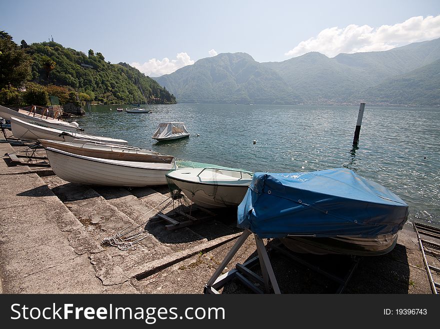 Boats on the pier - Lenno (Lake Como). Boats on the pier - Lenno (Lake Como)