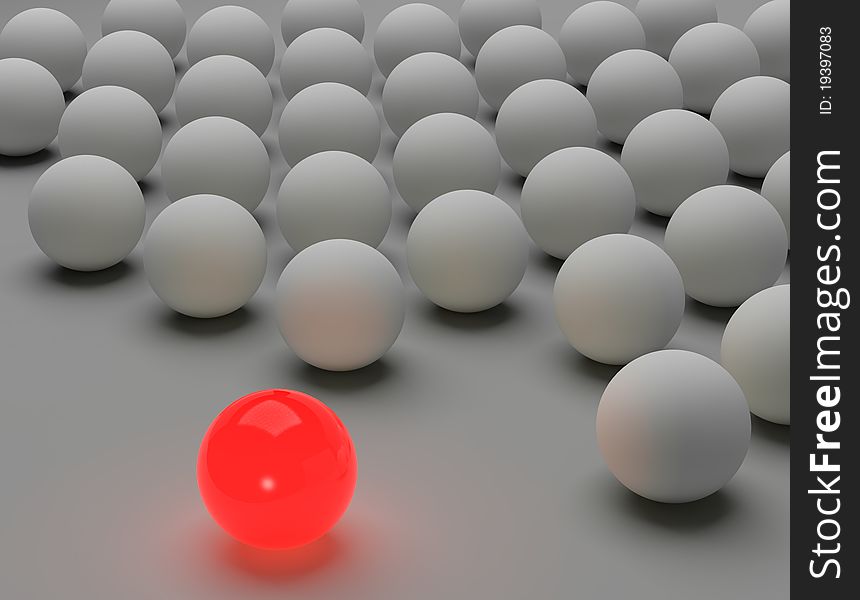 Computer generated image , group of balls on is red and lightning. Computer generated image , group of balls on is red and lightning