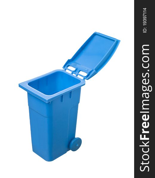 Blue Recycling Bin isolated on white background