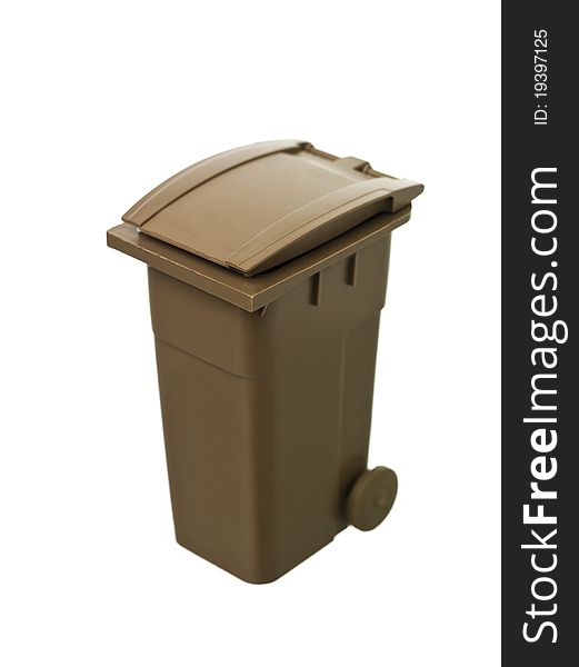 Brown Recycling Bin isolated on white background