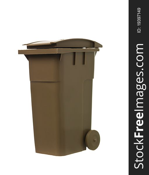 Brown Recycling Bin isolated on white background