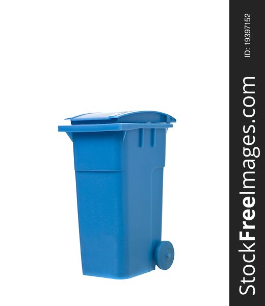 Blue Recycling Bin isolated on white background