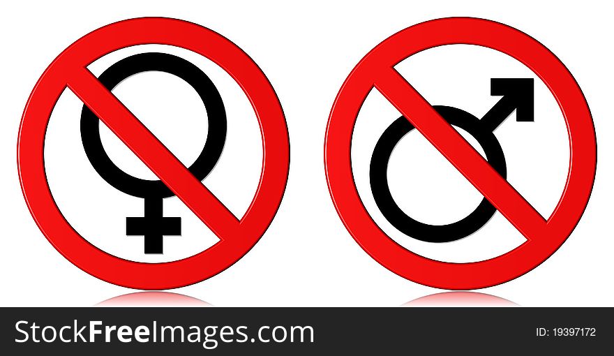 3d illustration of no entry sign for female and male. 3d illustration of no entry sign for female and male