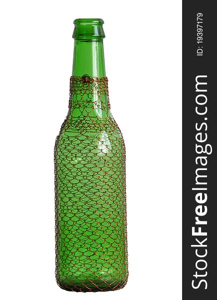 Gift wrapping empty beer bottle open. Gift wrapping empty beer bottle open