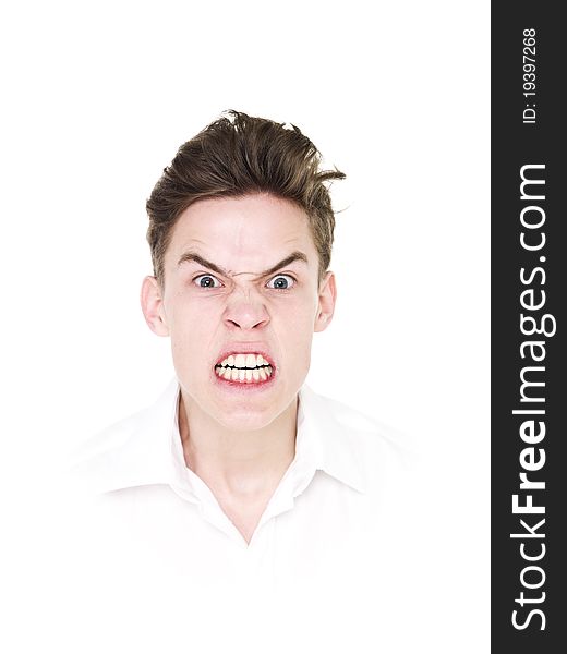 Portrait of a young man isolated on white background