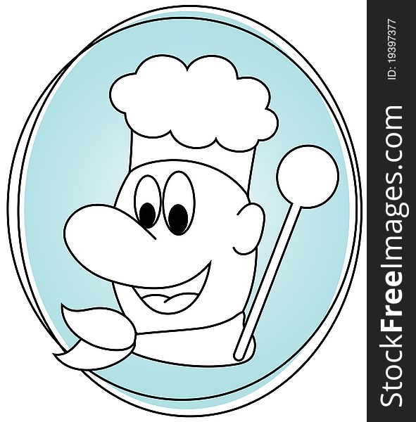 Black and white image of a happy cook. Black and white image of a happy cook