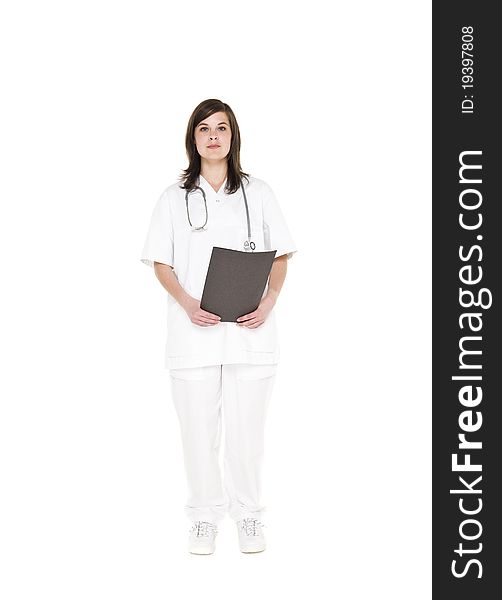 Female Nurse isolated on white background