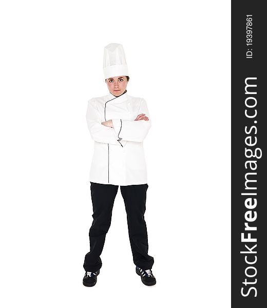 Female Chef isolated on white background