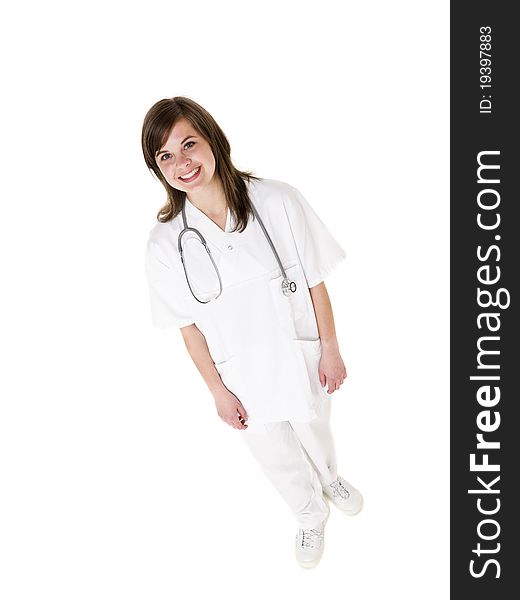 Female Nurse isolated on white background