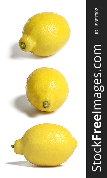 Lemon in three positions, isolated on white. Lemon in three positions, isolated on white