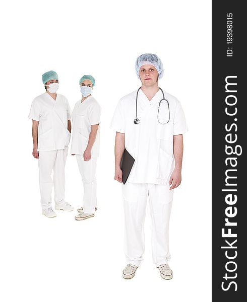 Doctor and Nurses isolated on white background