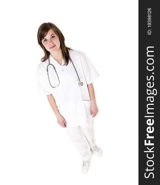 Female Nurse isolated on white background