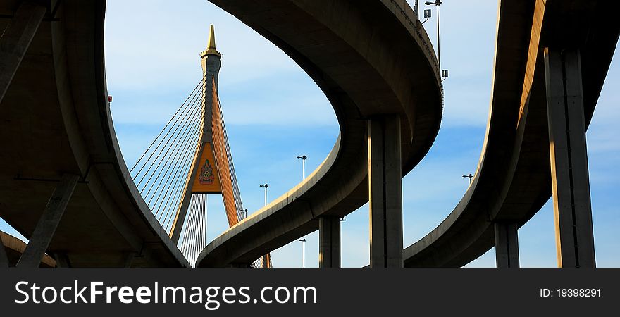 Panorama Of Bhumibol Bridge, Bangkok