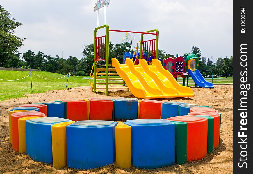 Colorful children playground in public park