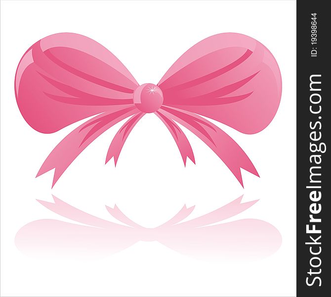 Glossy pink bow isolated on white