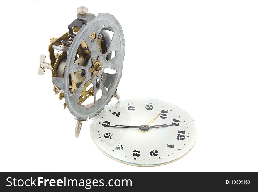 Old clockwork with the open mechanism. Old clockwork with the open mechanism