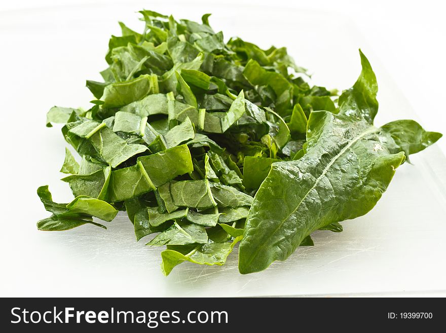 Green fresh sorrel with a white background