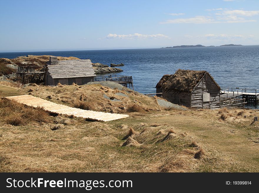 Ancient Newfoundland village circa 1750