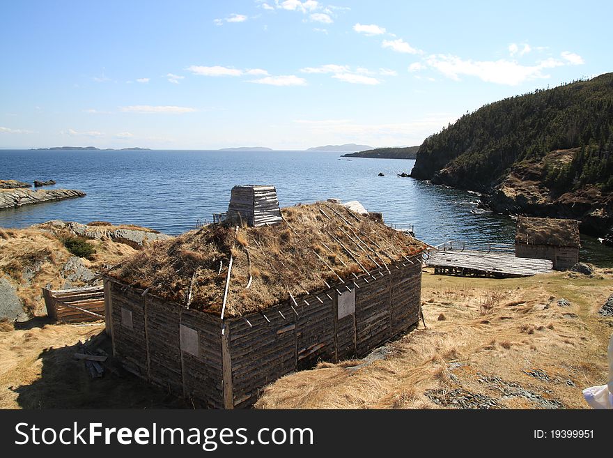 Ancient Newfoundland village circa 1750