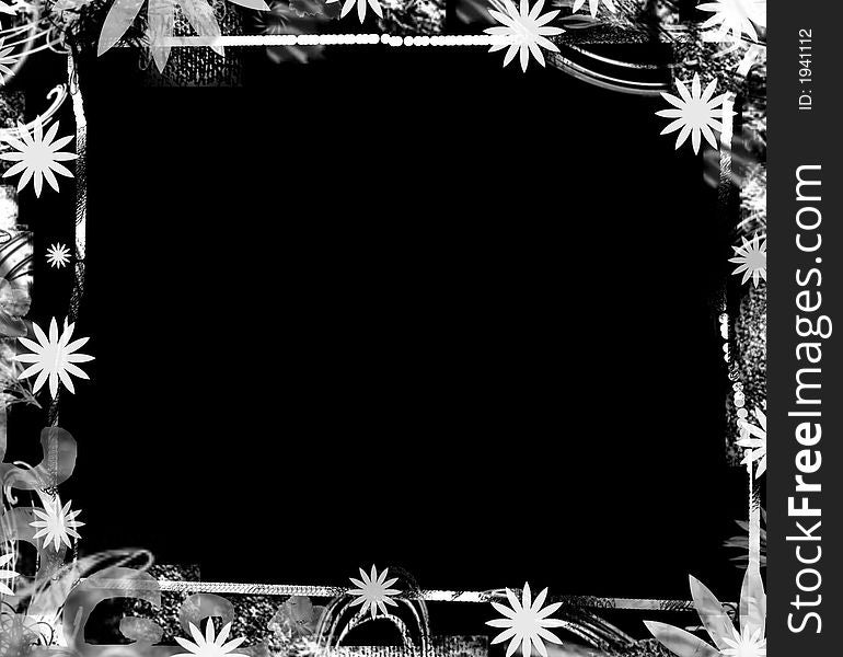 A grunge floral frame for masking and overlays. A grunge floral frame for masking and overlays.