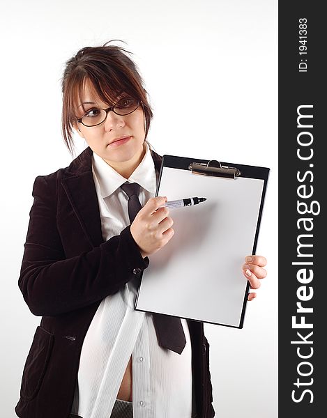 Business Woman Holding Clipboard 8