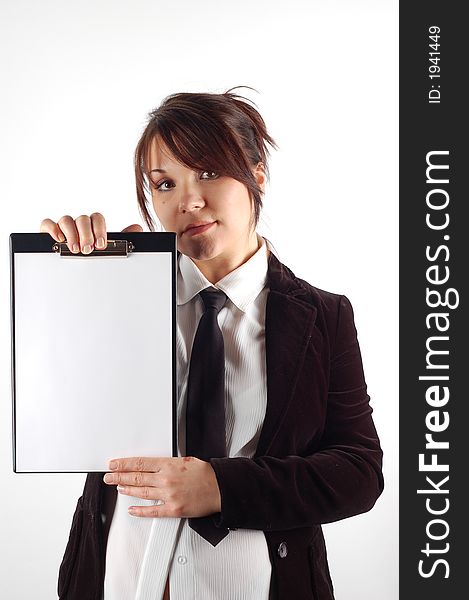 Business Woman Holding Clipboard 8