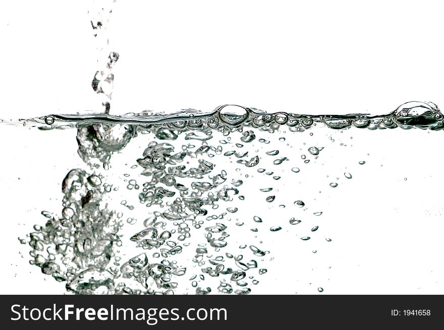 Close-up of water on white background. Close-up of water on white background
