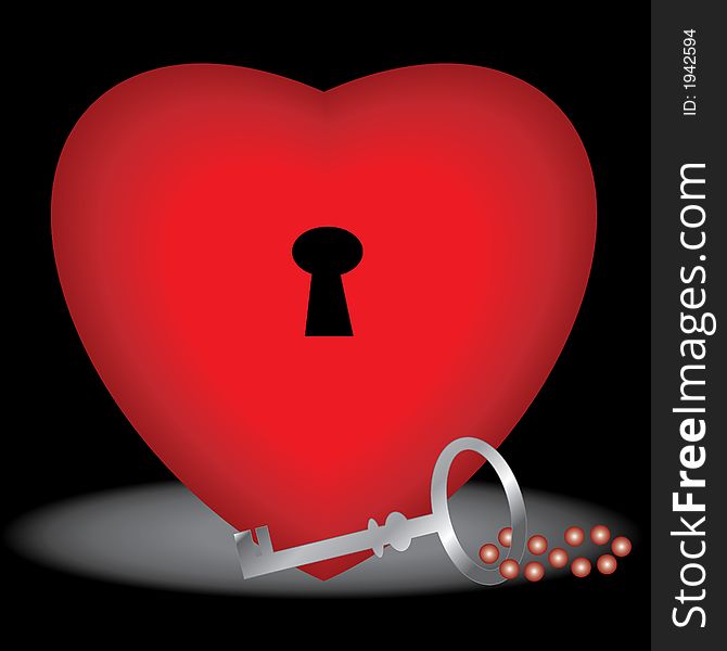 Illustration of key to unlock heart. Illustration of key to unlock heart