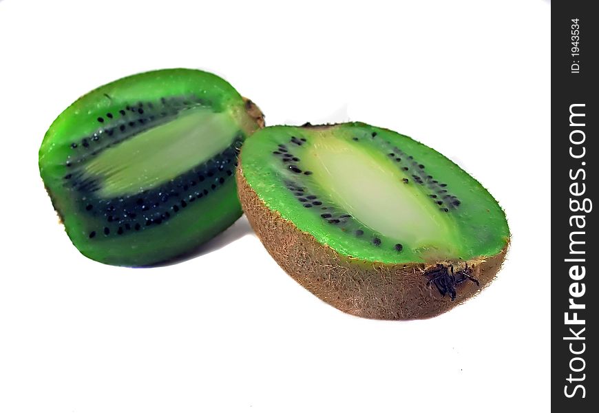 Slice of kiwi isolated on white