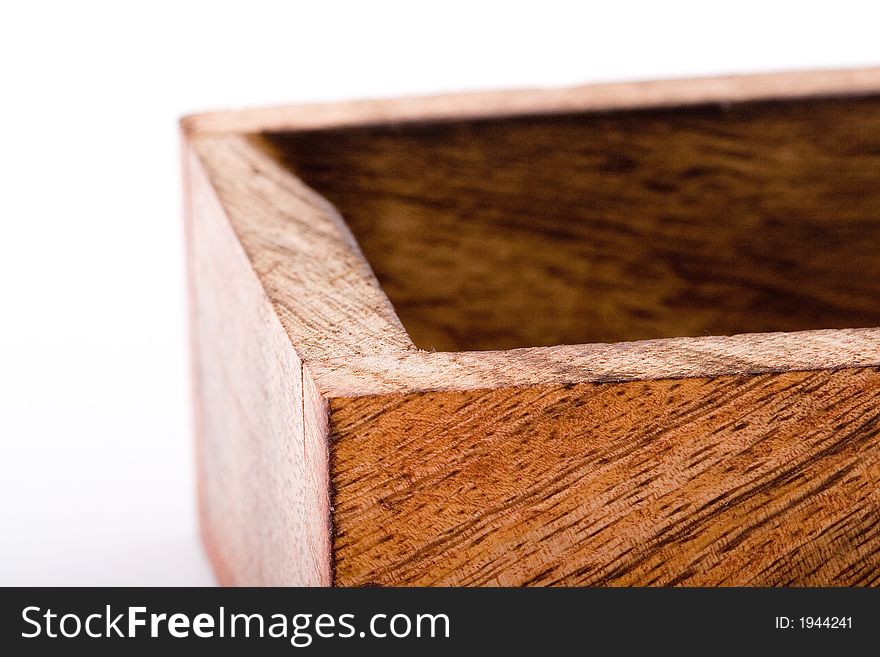 Shoot of wooden box on a white background.