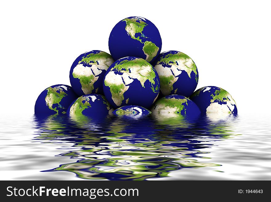 3d rendered earth stacked on top of one another. 3d rendered earth stacked on top of one another