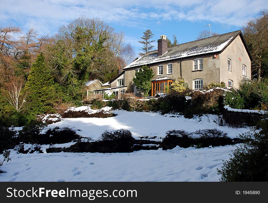 A welsh farmhouse in winter. A welsh farmhouse in winter