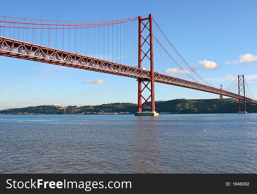 Lisbon bridge and tagus river