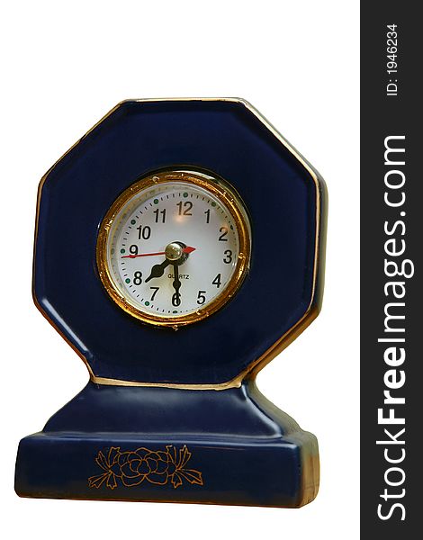 Ink blue ceramic clock with golden borders