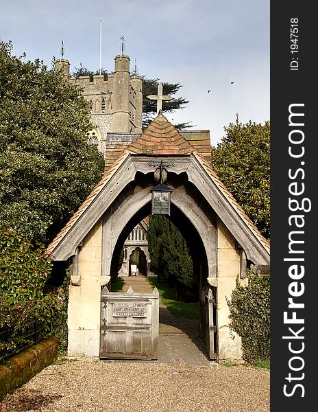 Medieval Lytchgate to an Historic Church in an English Village