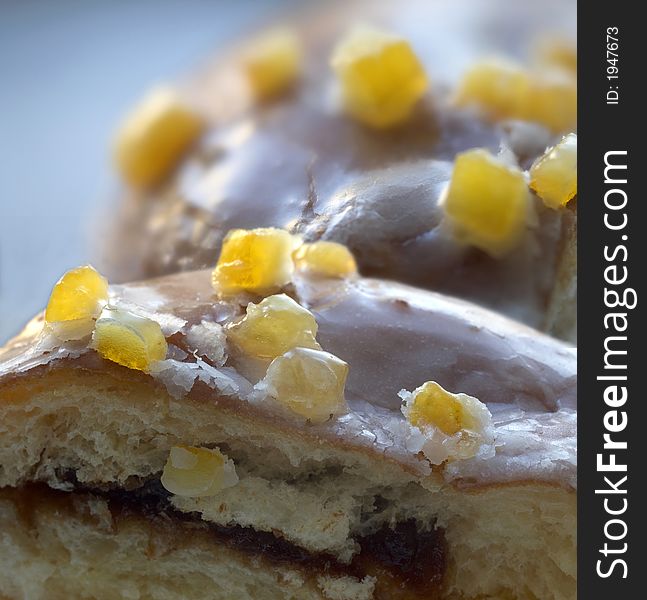 Sweet icing doughnuts for dessert