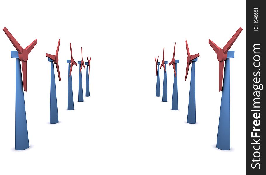 3d render depicting the clean energy wind turbines produce. 3d render depicting the clean energy wind turbines produce