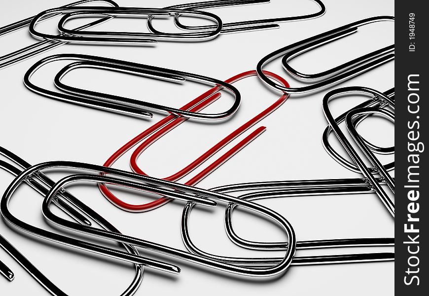 Some simple paper clips. And one of them is red. It was made in 3d.