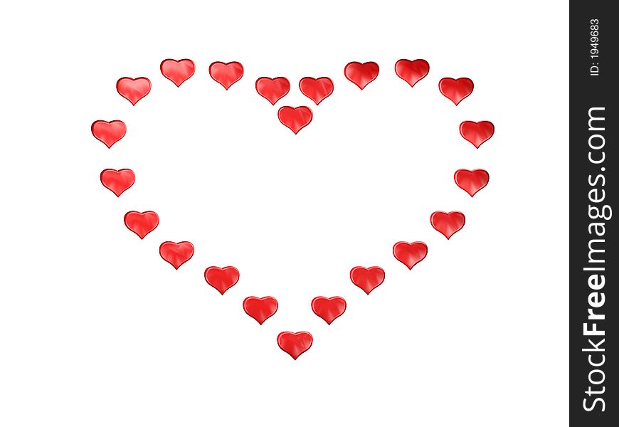 One red heart on white background