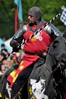 Medieval Knight On Horseback Stock Photo
