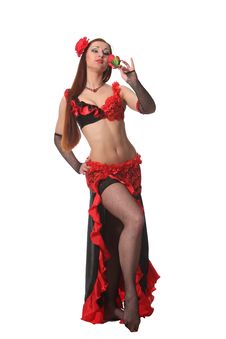Tribal-dance With A Red Rose Stock Photos
