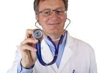 Closeup Of A Smiling Doctor Holding A Stethoscope Stock Images Closeup Of A Smiling Doctor Holding A Stethoscope Stock Images